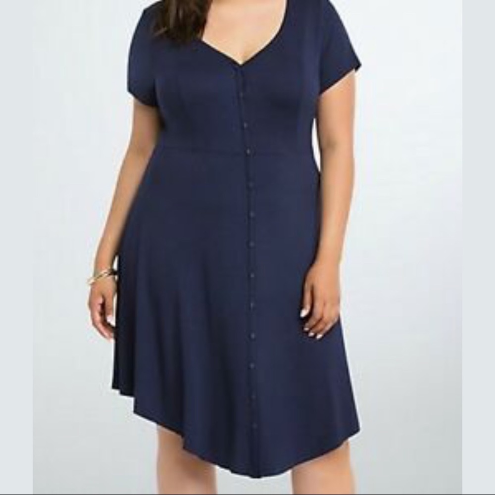 Torrid Navy Blue Button-Down Skater Dress